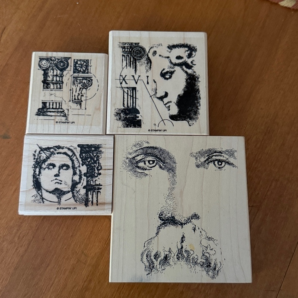 Stampin' Up! Classical Art Stamps Faces Architecture Roman Numeral Columns Set 4